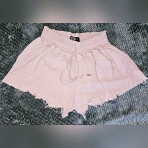 Rewash Juniors' Smocked-Waist Frayed-Hem Shorts w/Pockets Size L